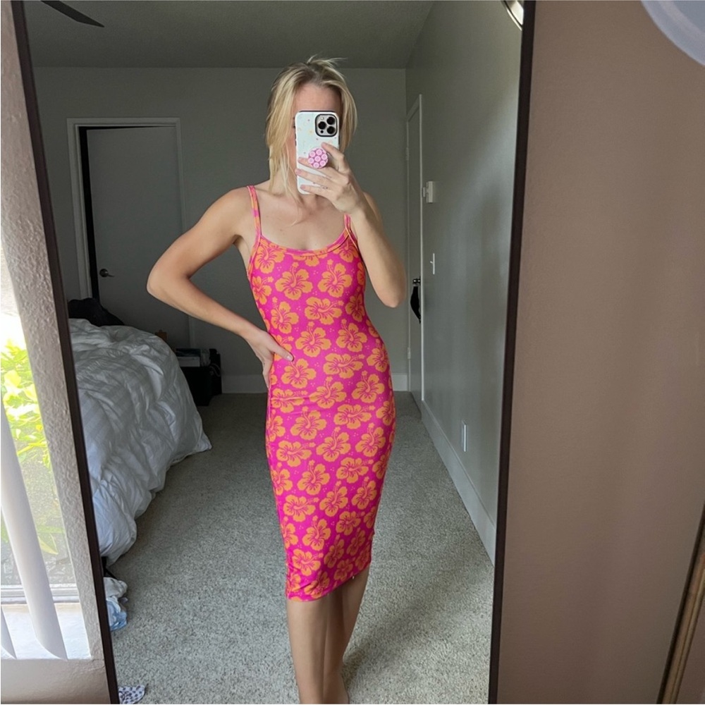 Frankie’s Bikini Hibiscus Coconut Girl Y2K Bodycon Midi Dress